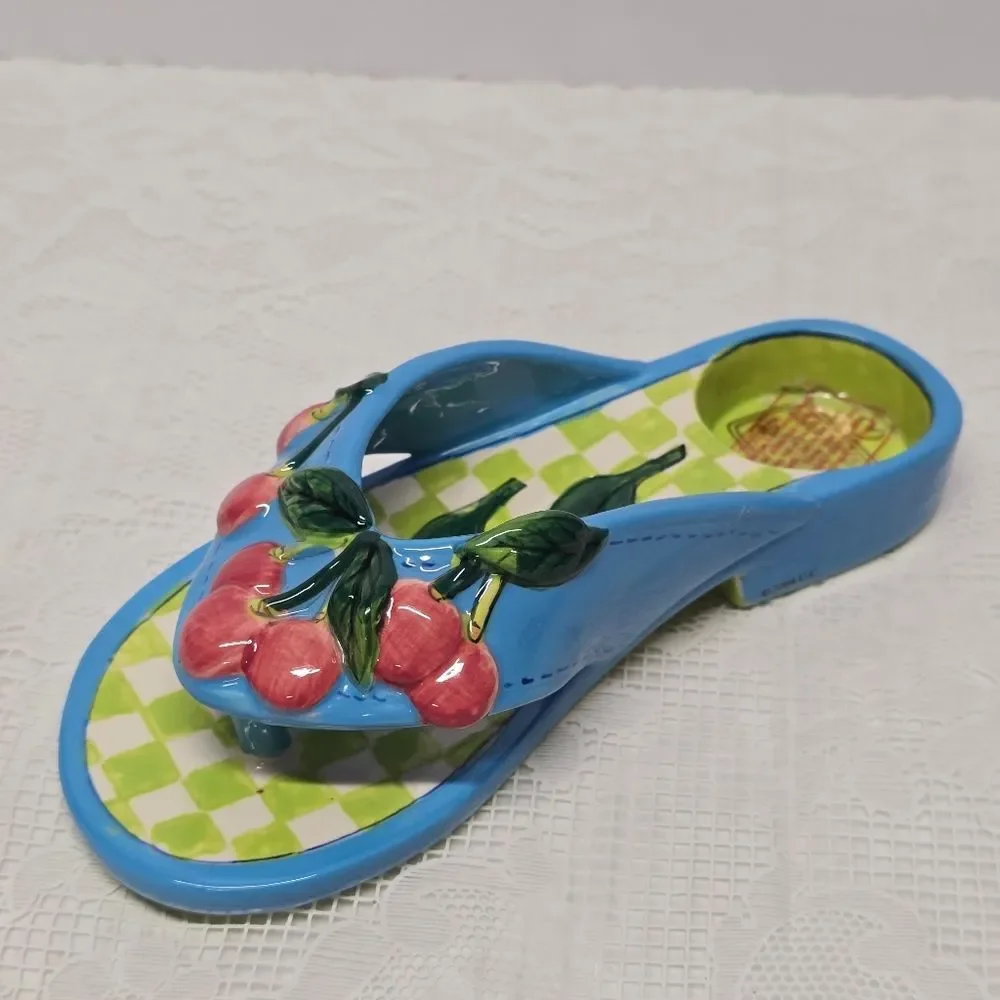 Diane Artware Ceramic Flip Flop “Cherry Cobbler” Votive Candle Holder Y2K Summer